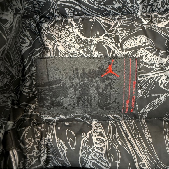 Jordan Hooded Black Puffer Jacket Grey Duck Down Coat - Picture 6 of 10